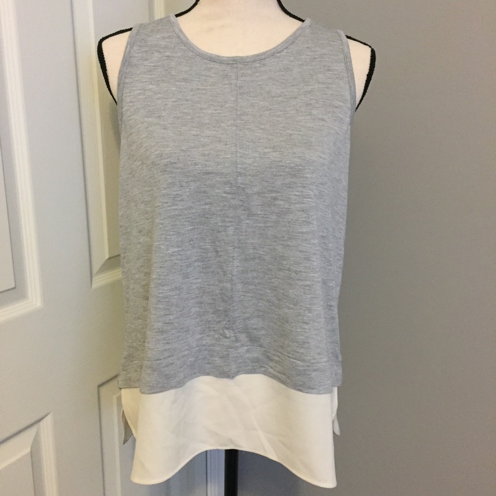J. CREW Sleeveless Mixed Media Sheer Bottom Top